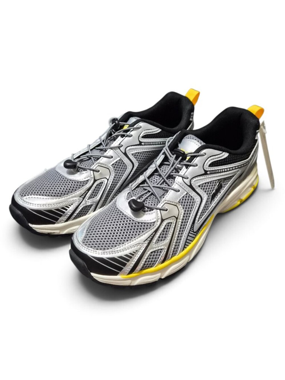 NWT Avia Men's Sport Bungee Sneakers Size 12 Breathable Mesh Black/Silver/Yellow